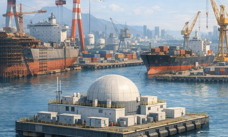 Microreactores flotantes redefinen la energía portuaria<br><span style='font-size:18px;line-height:18px;font-weight:400'>Mitsubishi y Hyundai evalúan microreactores nucleares flotantes para puertos industriales. La apuesta busca electricidad estable y transición energética en Asia.</span>