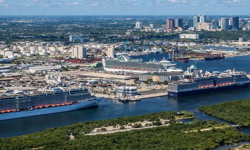 Port Everglades consolida liderazgo en cruceros y proyecta expansión hacia 2026<br><span style='font-size:18px;line-height:18px;font-weight:400'>El puerto de Fort Lauderdale registró un crecimiento del 60% en cruceristas en los últimos cuatro años y se posiciona como el tercer puerto base de cruceros más importante del mundo. Su plan maestro contempla nuevas obras, modernización de terminales y la llegada del barco más grande del mundo en noviembre de 2026.</span>